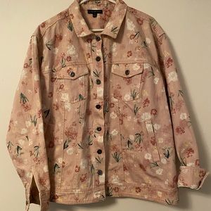 Pink Floral Denim Jacket